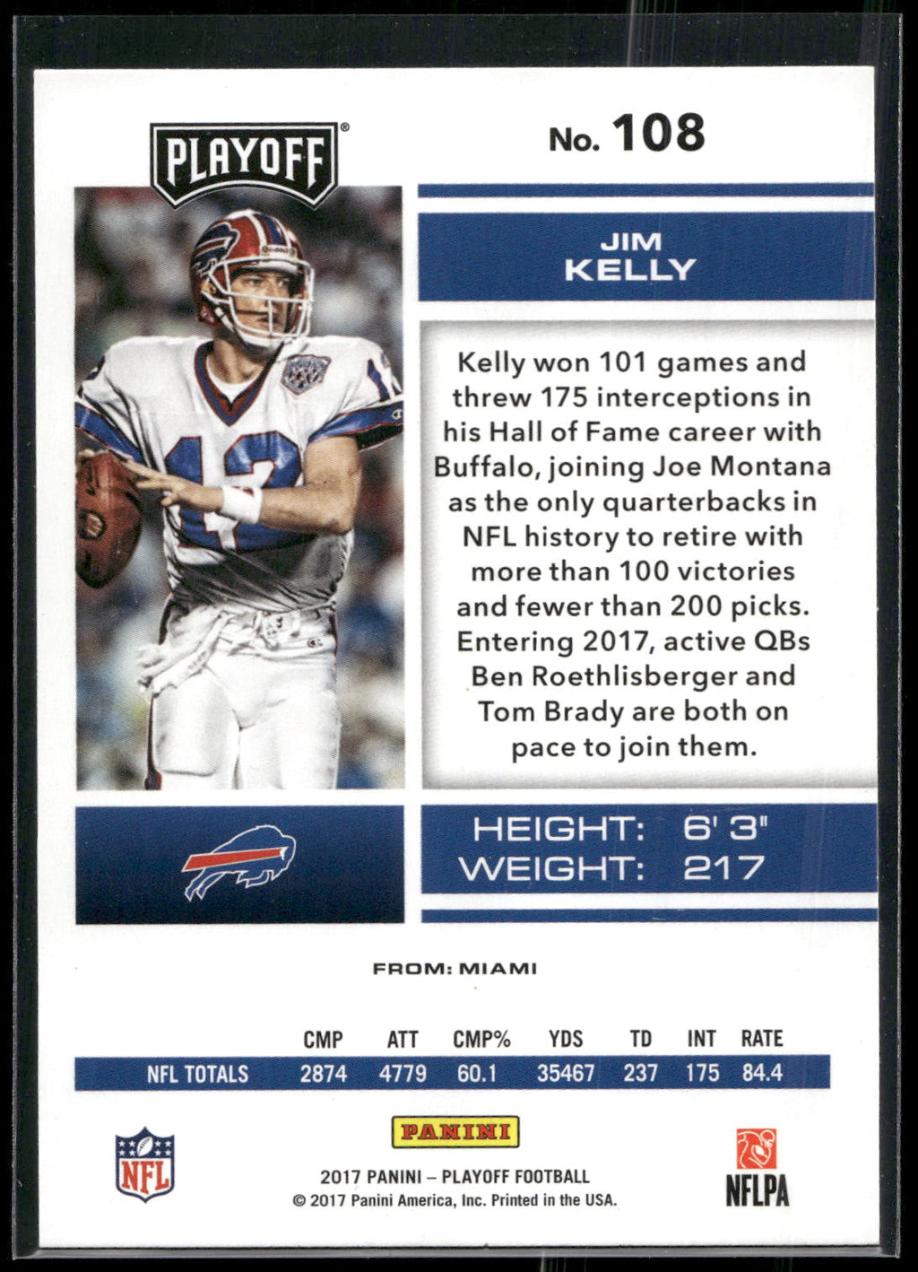 2017 Panini Playoff #108 Jim Kelly