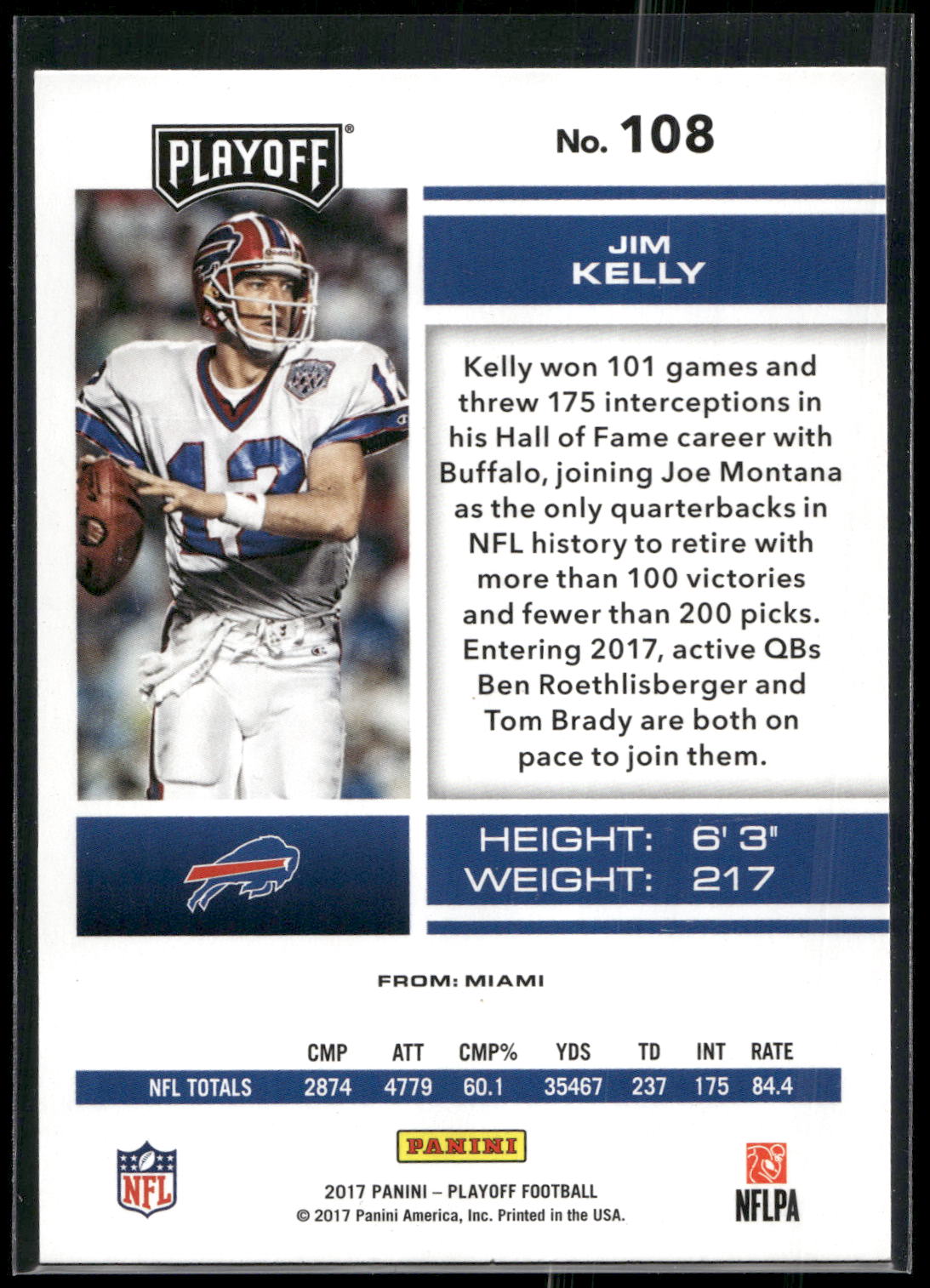 2017 Panini Playoff #108 Jim Kelly