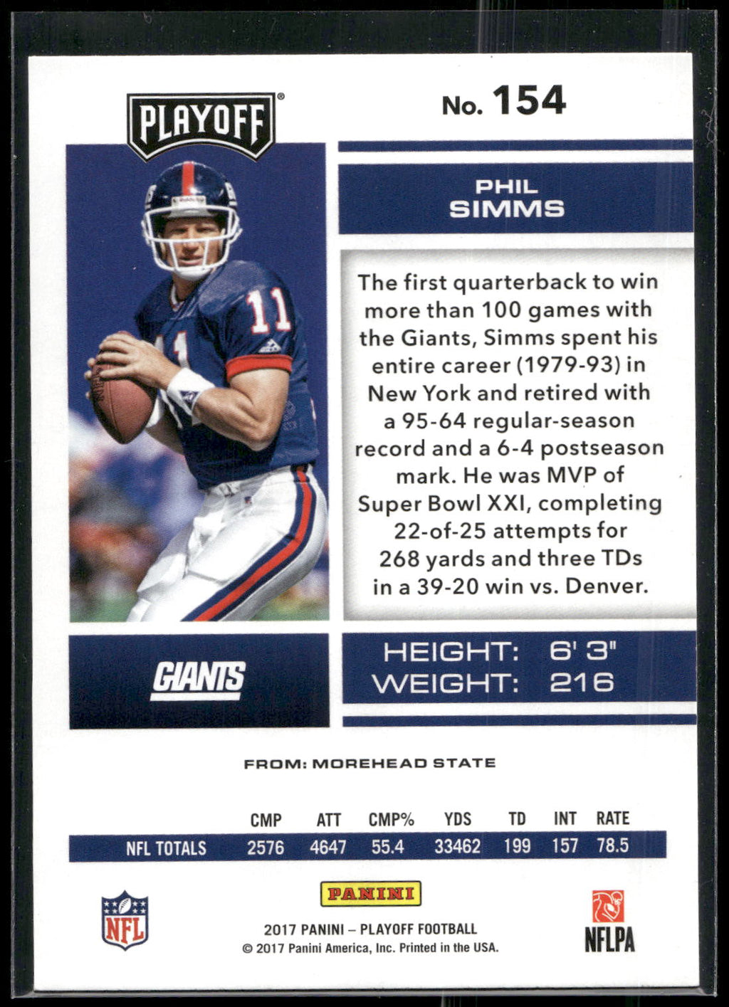 2017 Panini Playoff #154 Phil Simms