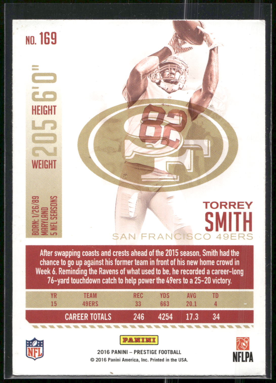 2016 Panini Prestige #169 Torrey Smith