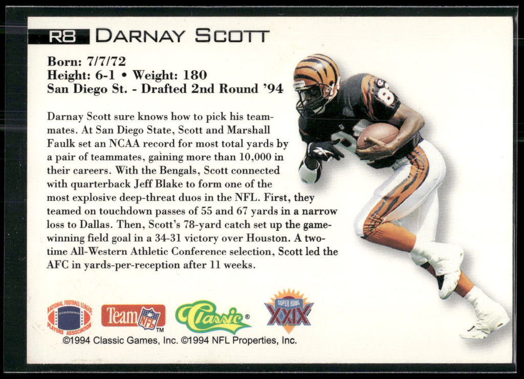 1995 Classic NFL Experience #R8 Darnay Scott Rookies