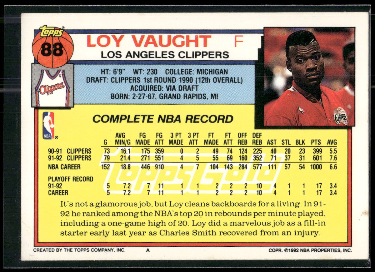 1992-93 Topps #88 Loy Vaught Gold