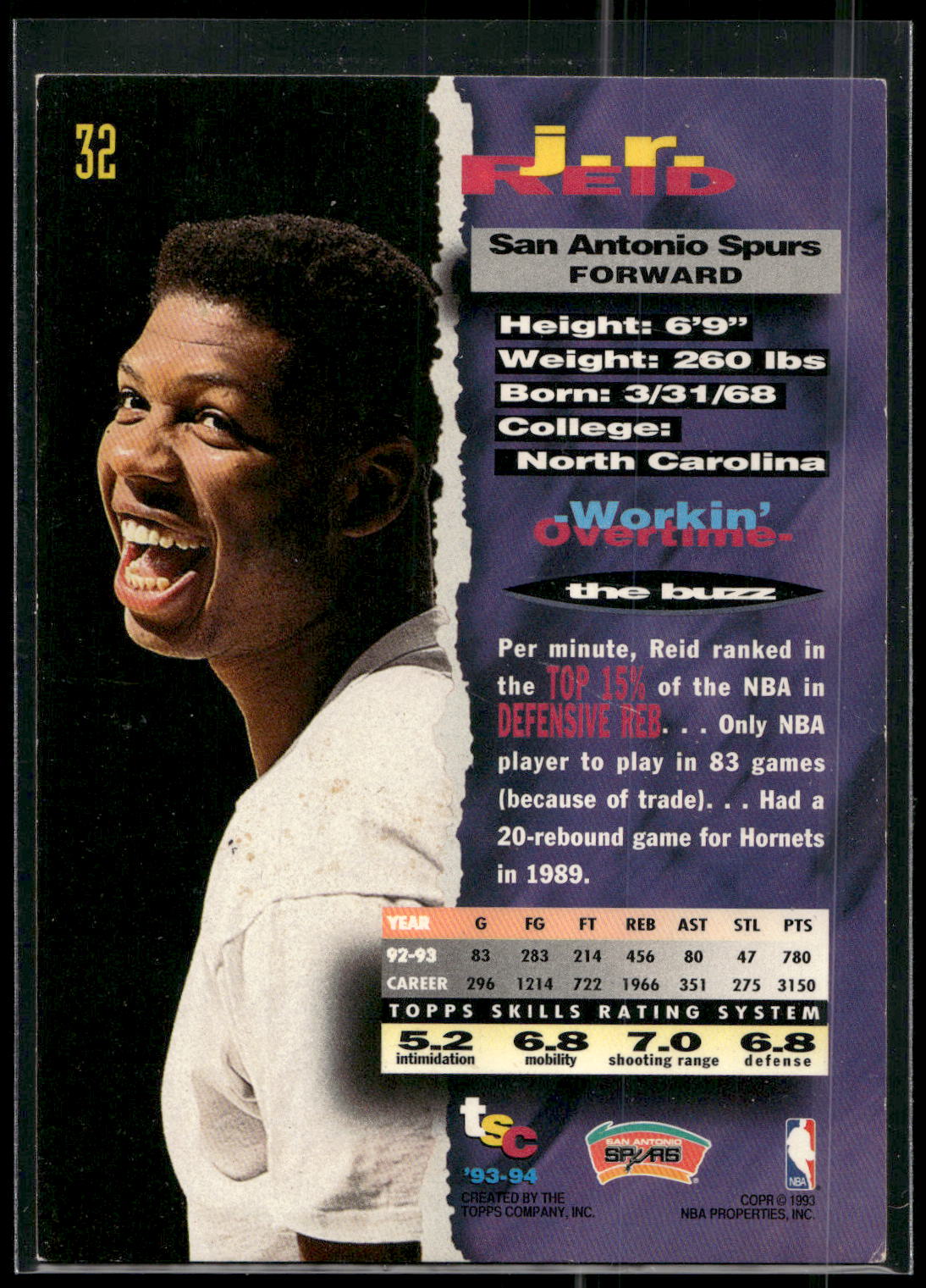 1993-94 Stadium Club #32 J.R. Reid