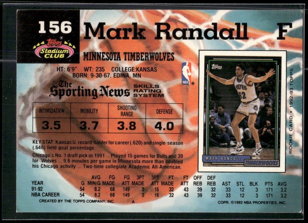 1992-93 Stadium Club #156 Mark Randall