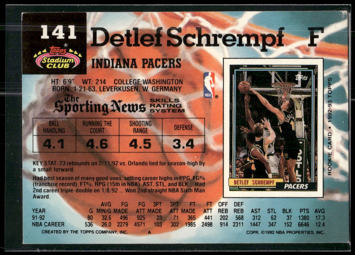 1992-93 Stadium Club #141 Detlef Schrempf