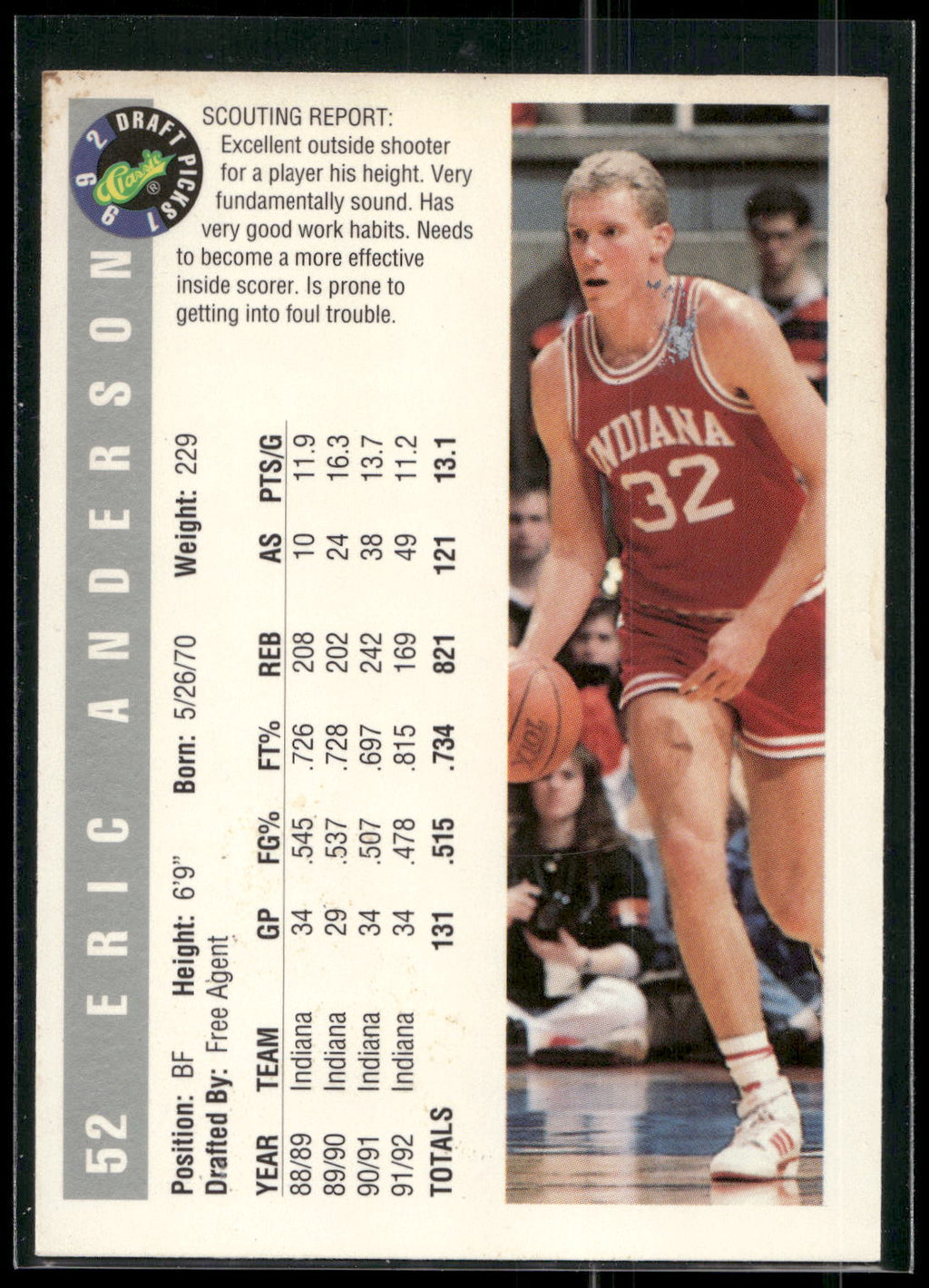 1992 Classic Draft Picks #52 Eric Anderson