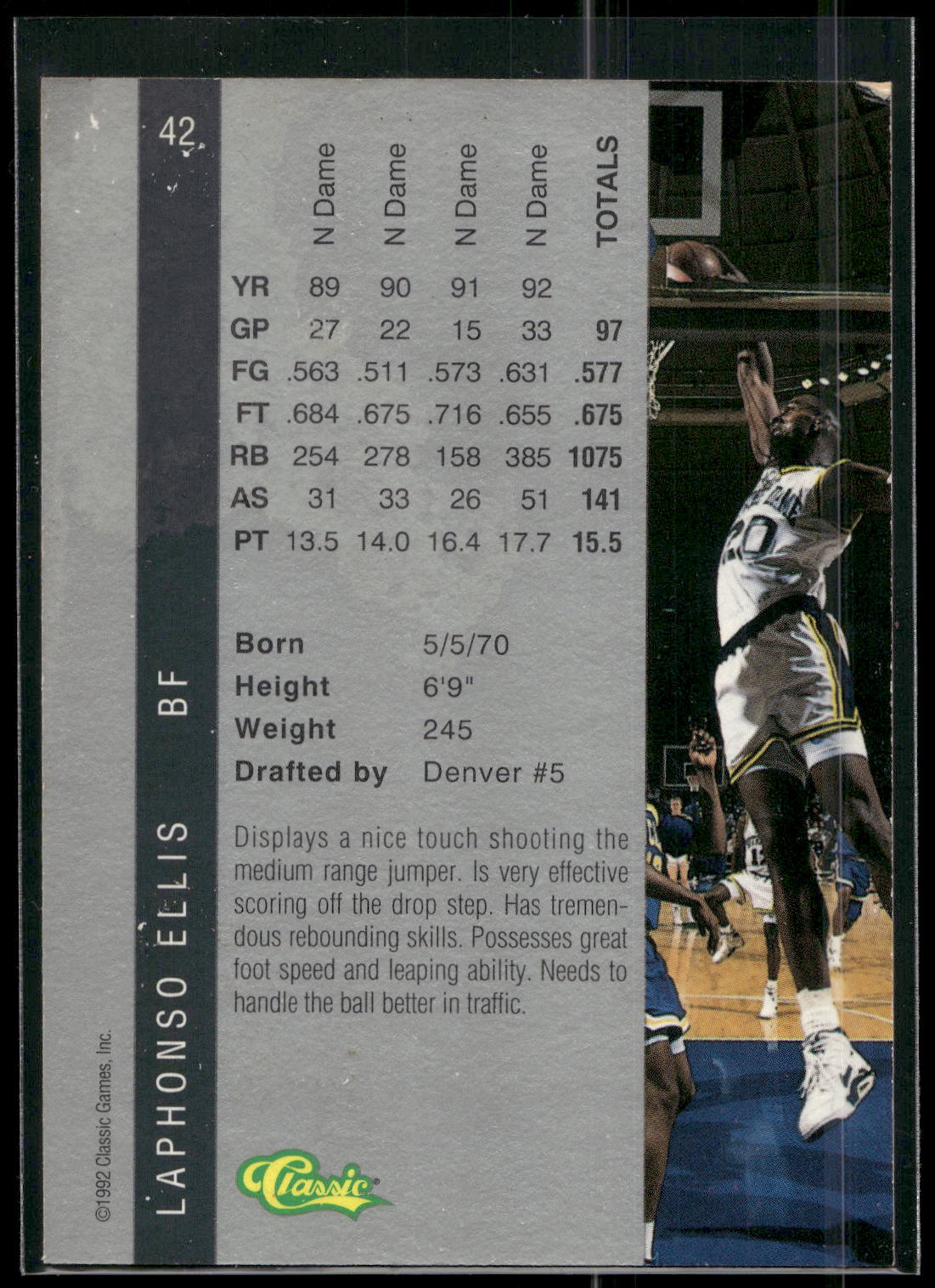 1992 Classic Four Sport #42 LaPhonso Ellis