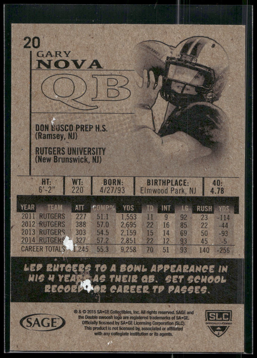 2015 SAGE HIT #20 Gary Nova