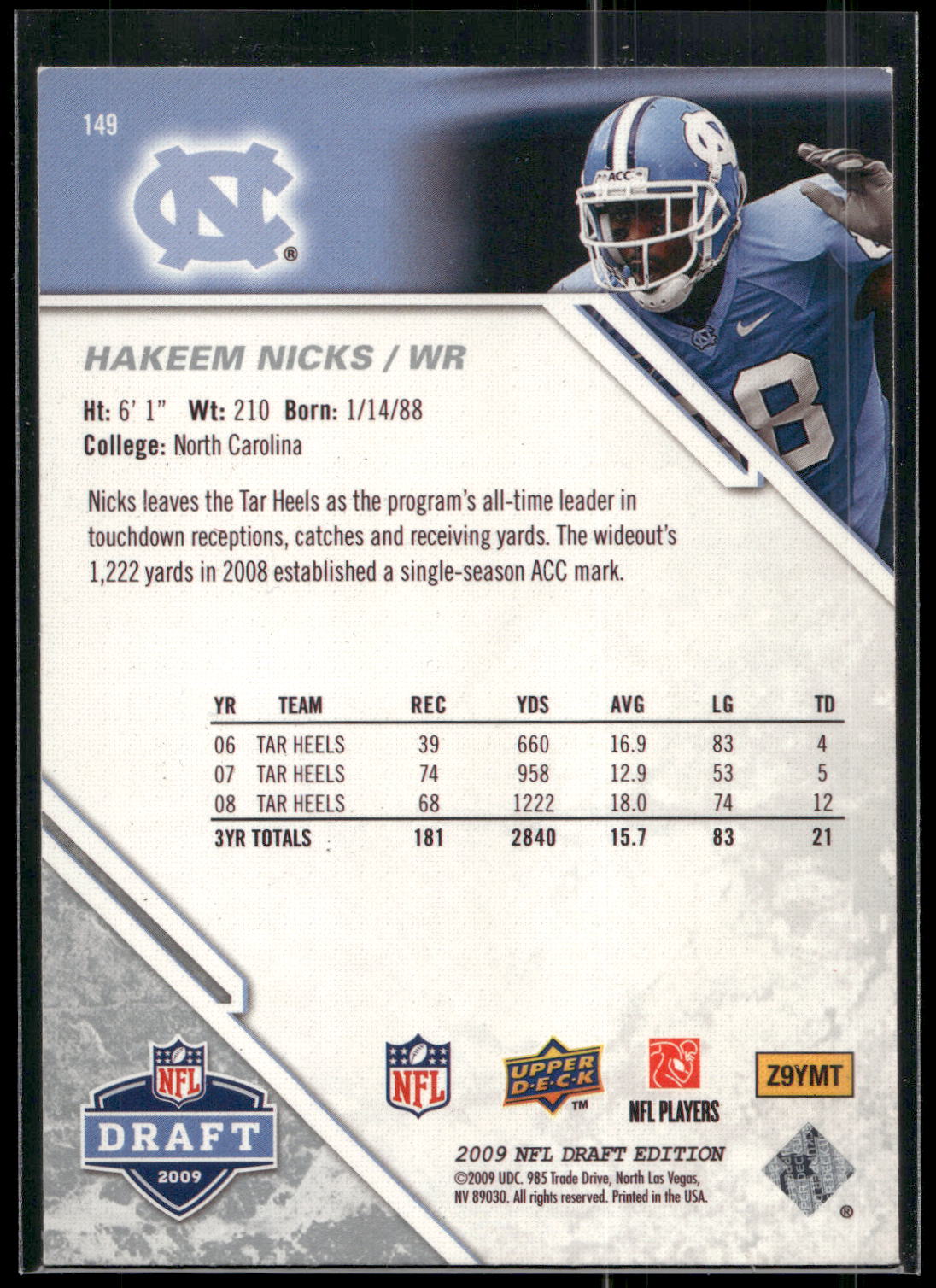 2009 Upper Deck Draft Edition #149 Hakeem Nicks
