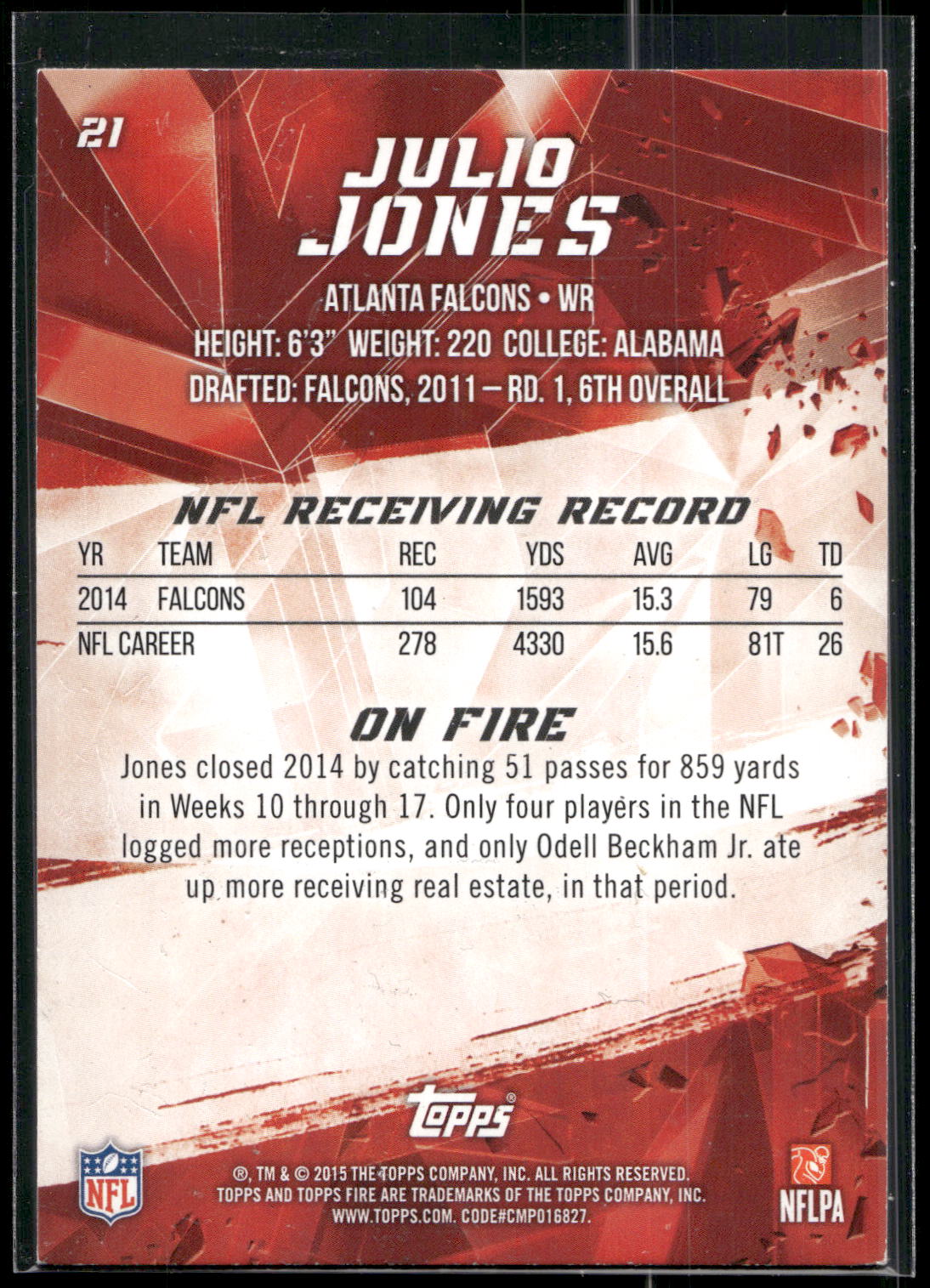2015 Topps Fire #21 Julio Jones