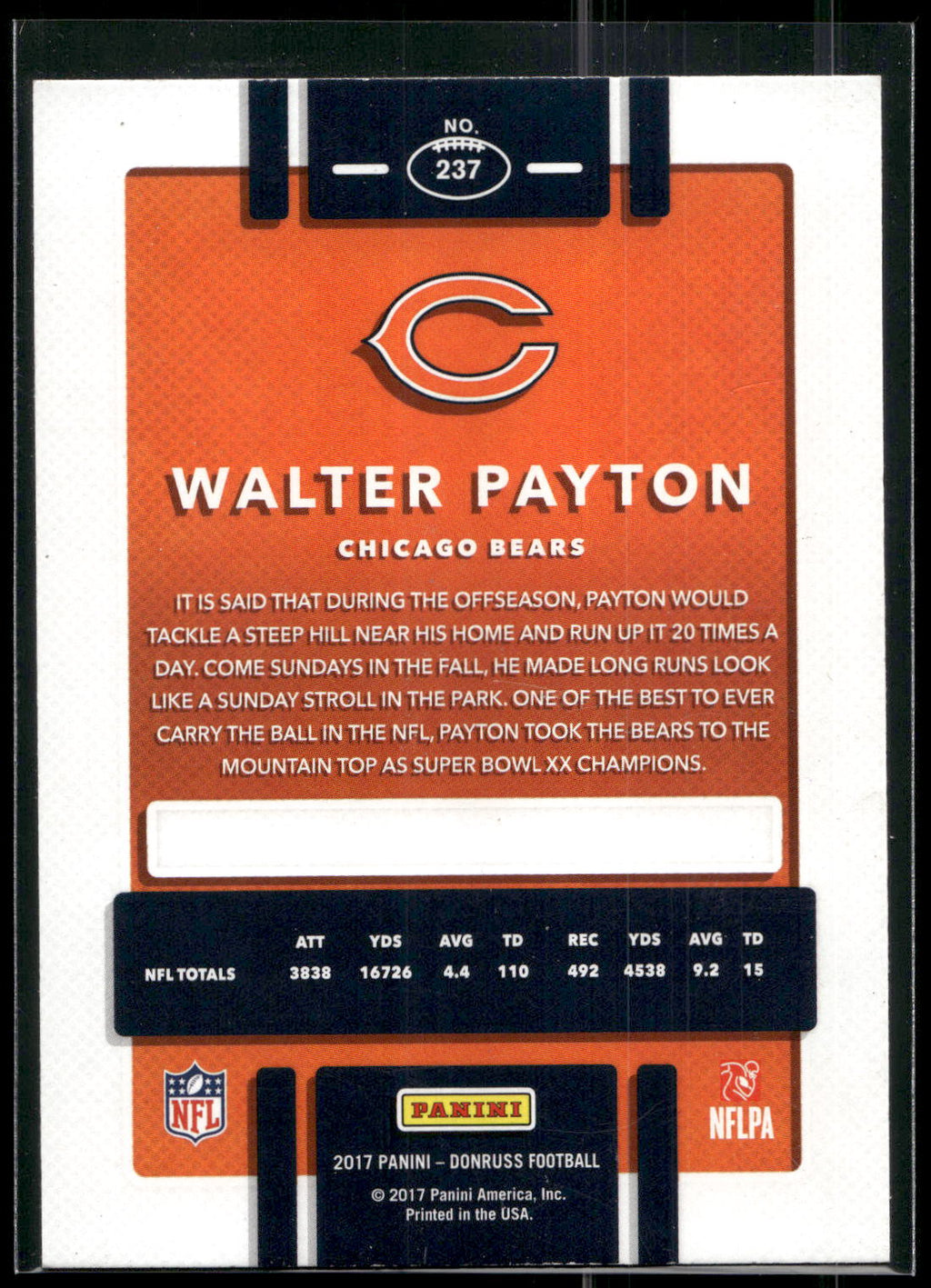 2017 Donruss #237 Walter Payton