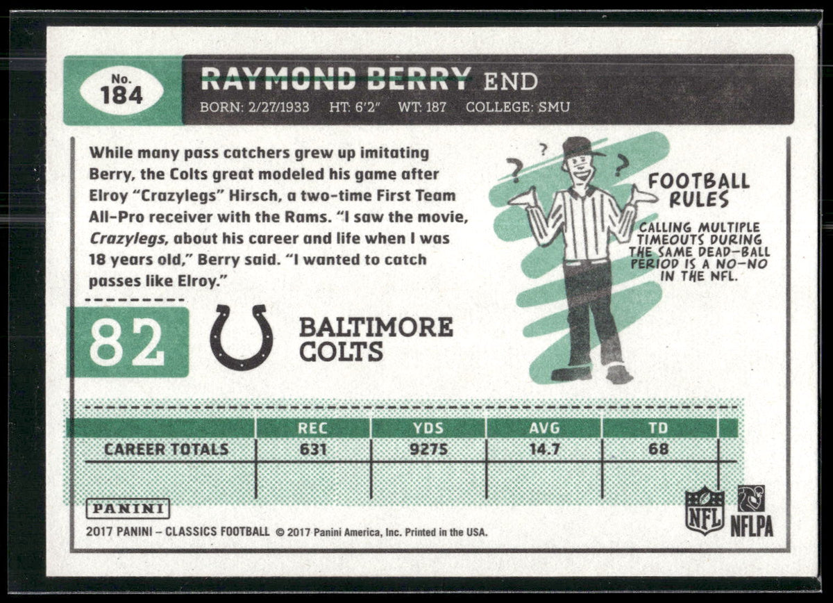 2017 Panini Classics #184 Raymond Berry