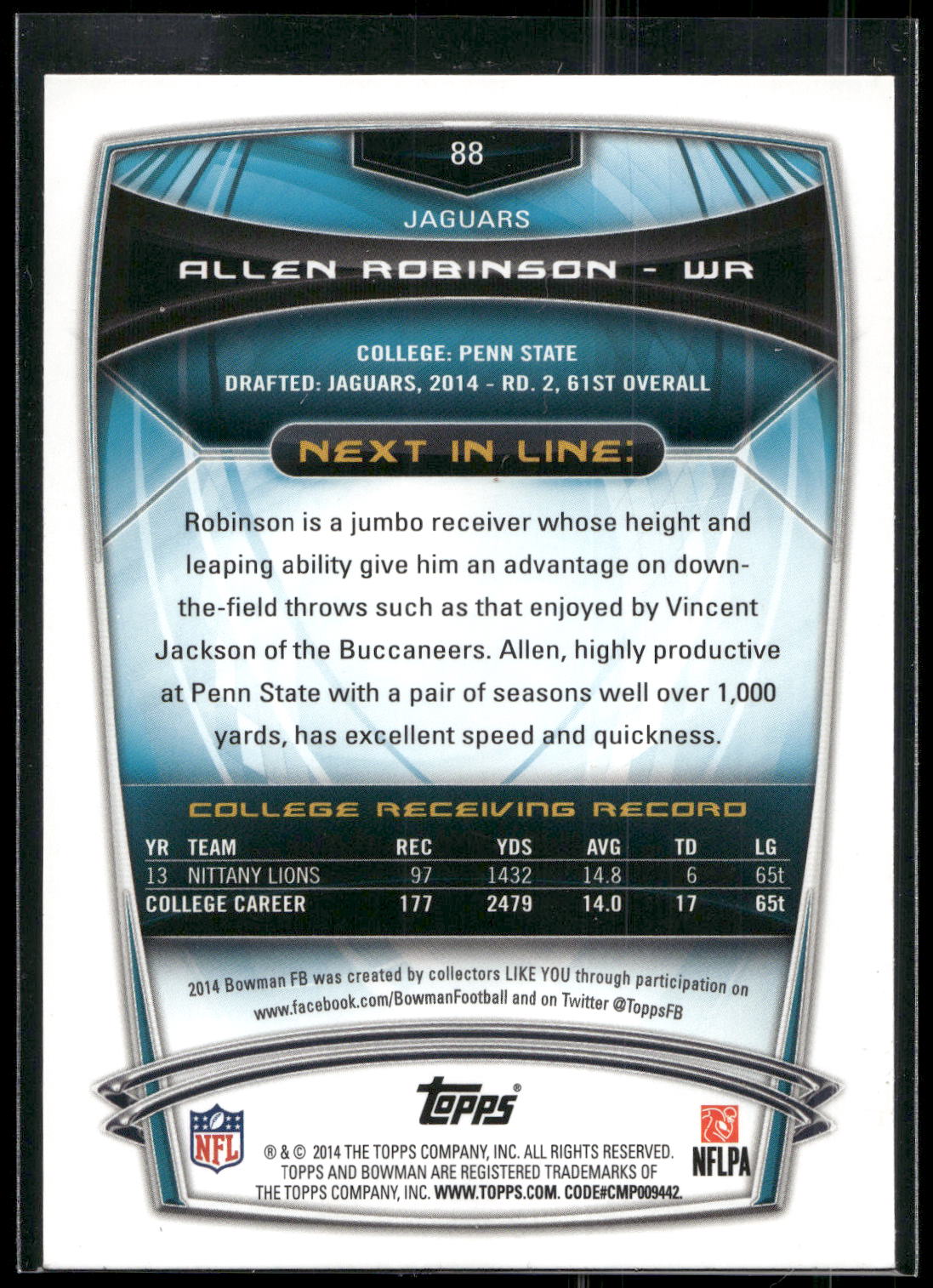 2014 Bowman #88 Allen Robinson Rookies