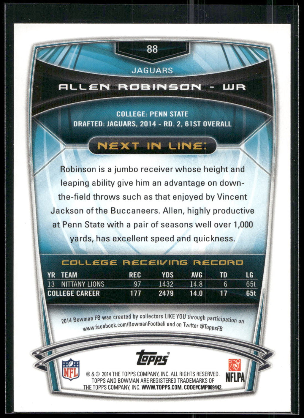 2014 Bowman #88 Allen Robinson Rookies