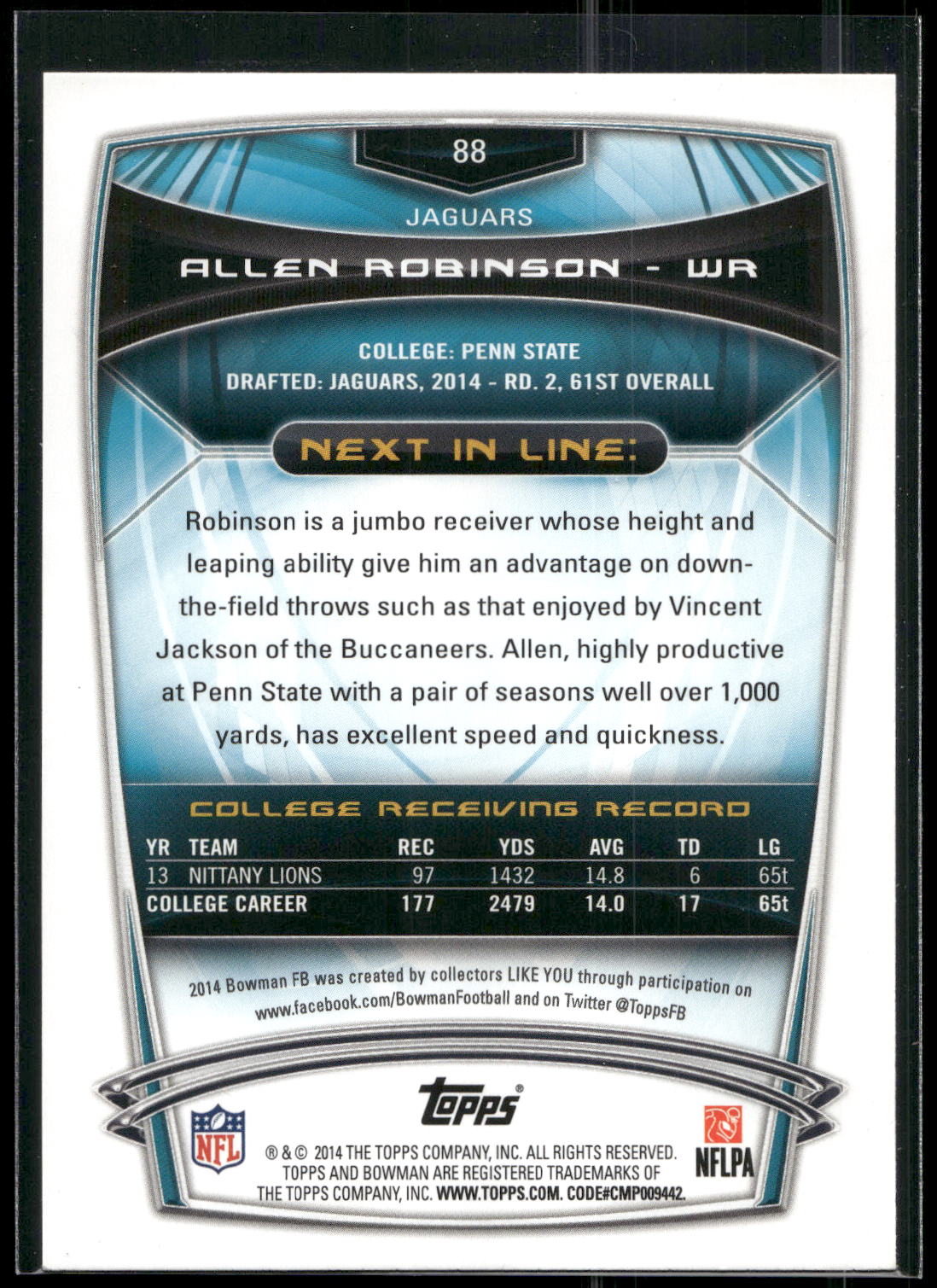 2014 Bowman #88 Allen Robinson Rookies