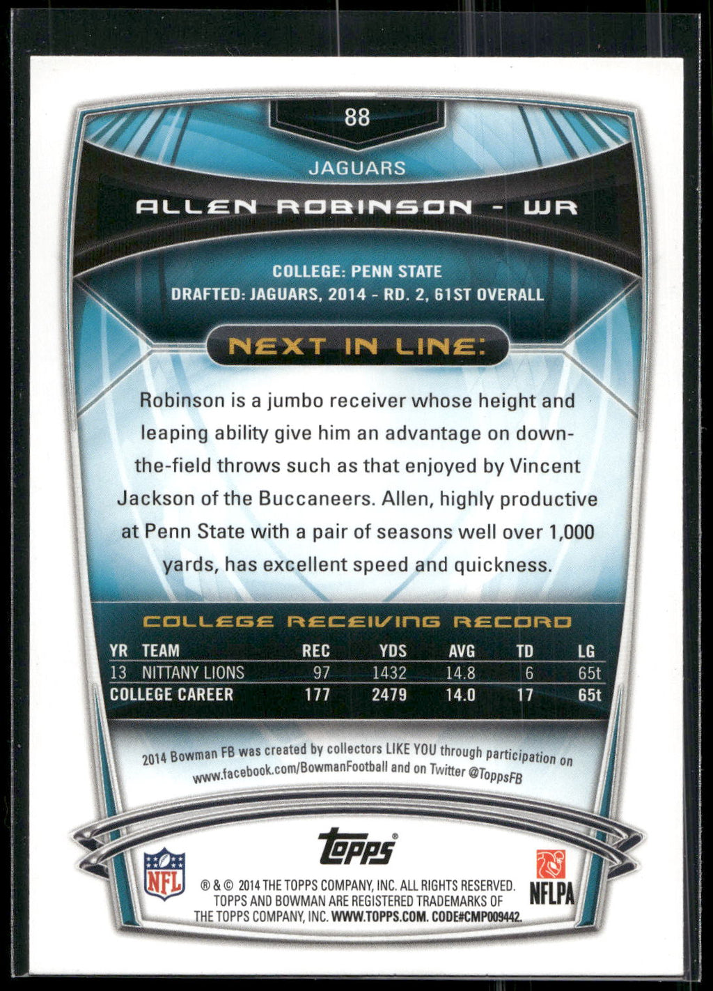 2014 Bowman #88 Allen Robinson Rookies