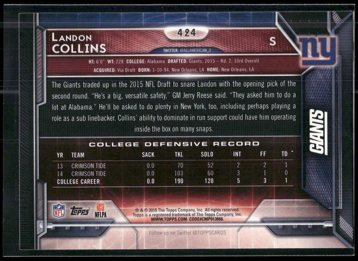2015 Topps #424 Landon Collins
