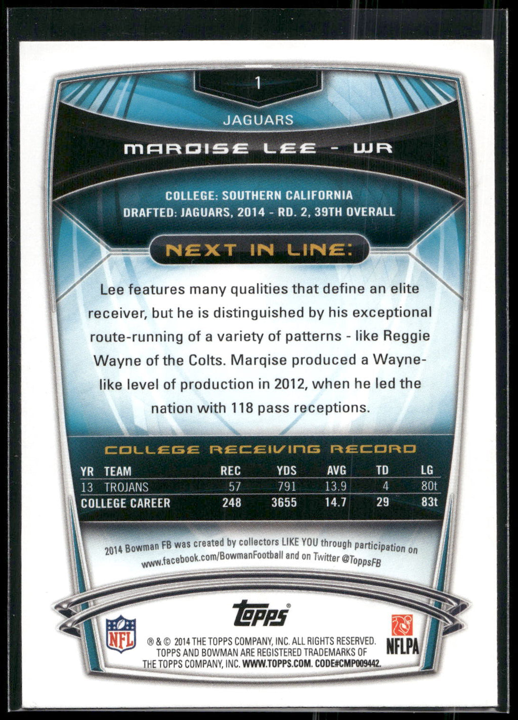 2014 Bowman #1 Marqise Lee Rookies