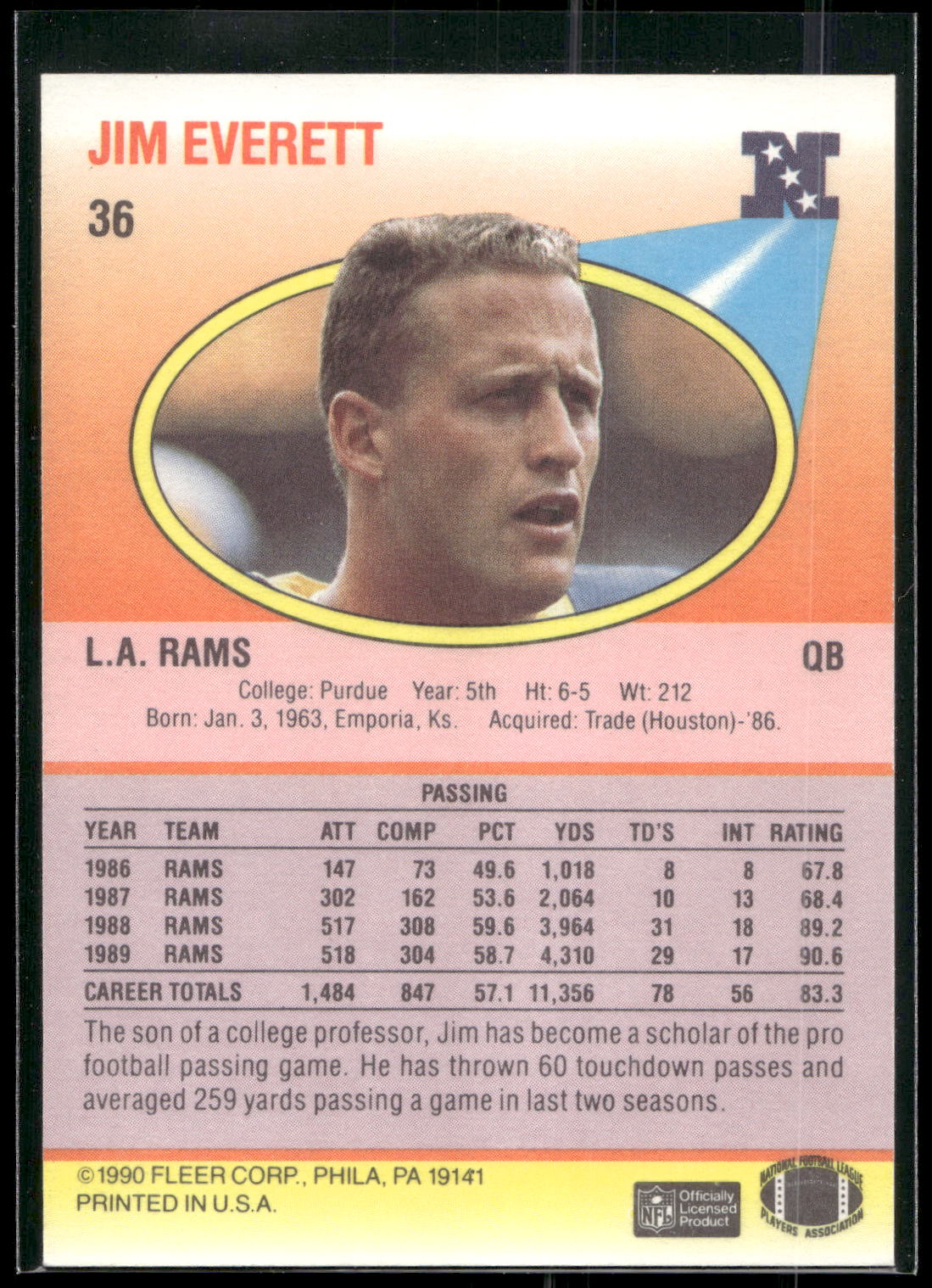 1990 Fleer #36 Jim Everett