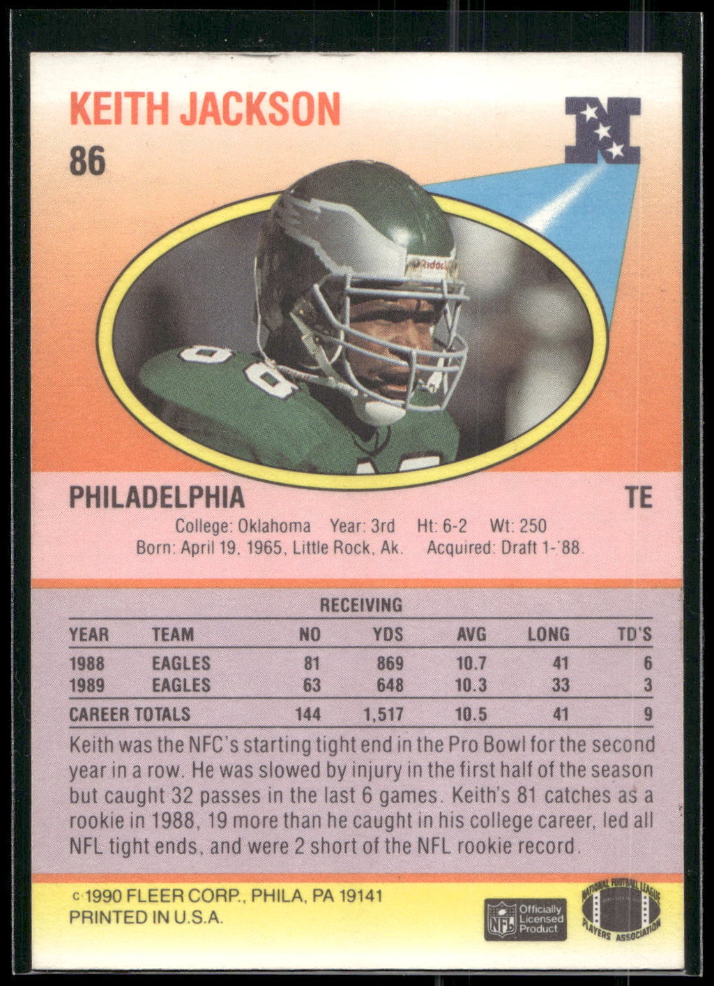 1990 Fleer #86 Keith Jackson