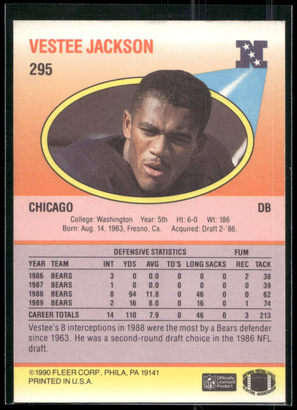 1990 Fleer #295 Vestee Jackson
