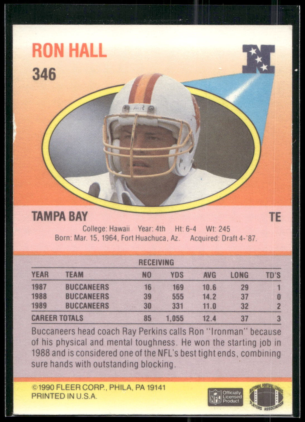 1990 Fleer #346 Ron Hall