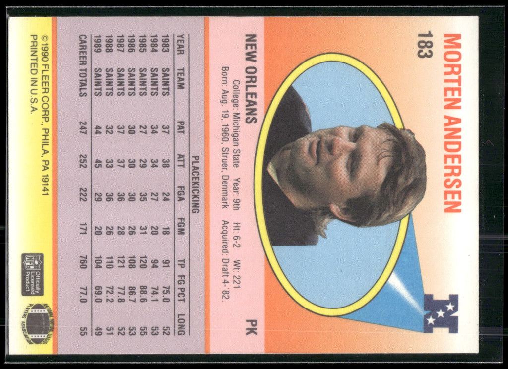 1990 Fleer #183 Morten Andersen