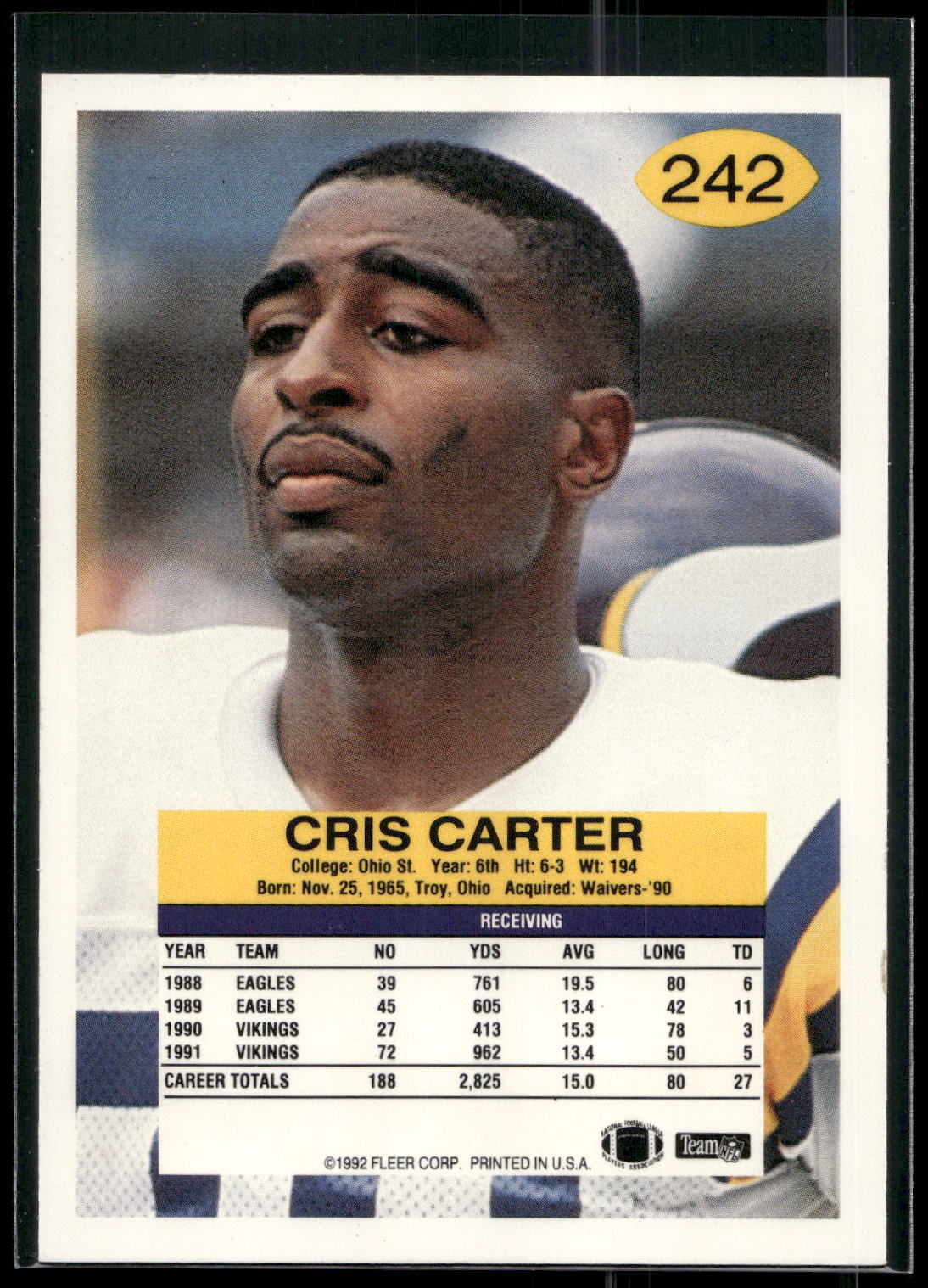 1992 Fleer #242 Cris Carter