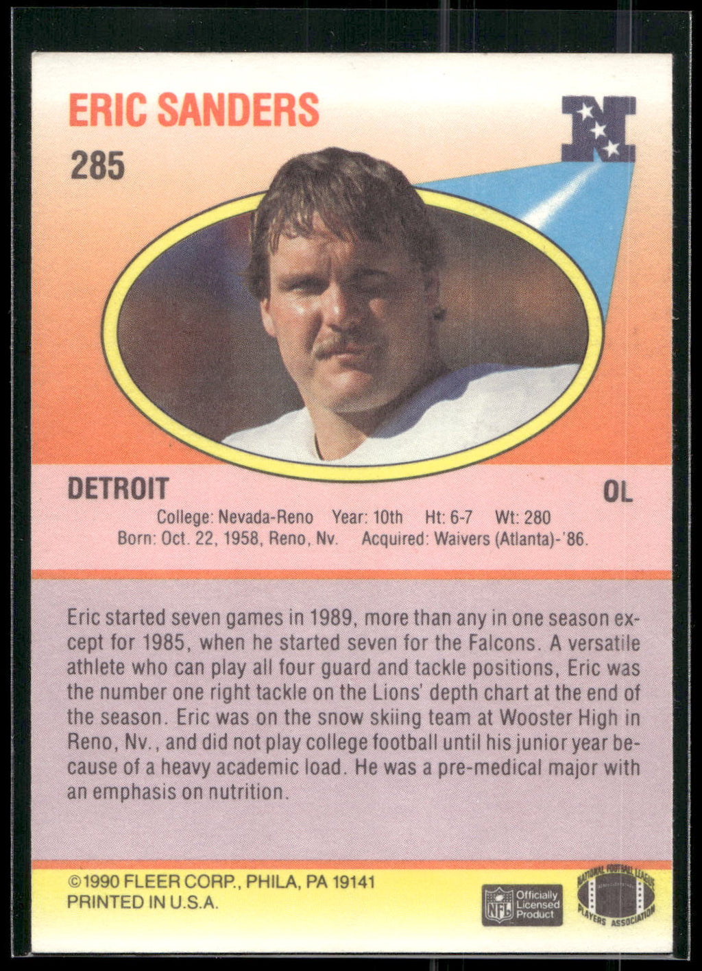 1990 Fleer #285 Eric Sanders