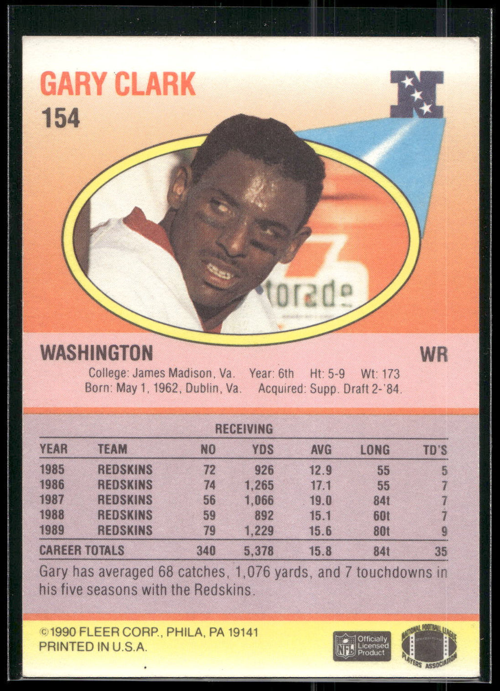 1990 Fleer #154 Gary Clark