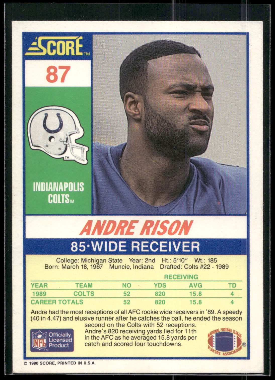 1990 Score #87 Andre Rison