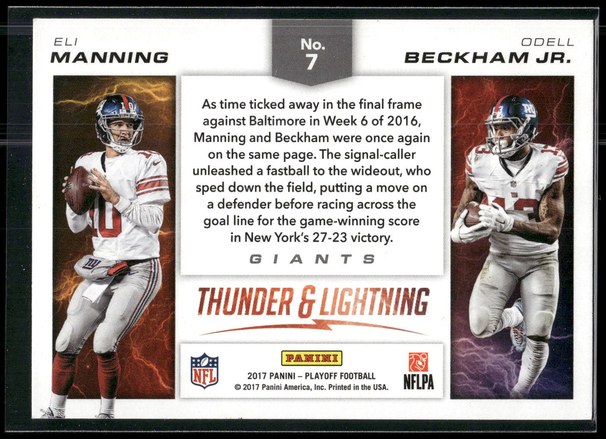 2017 Panini Playoff #7 Eli Manning / Odell Beckham Jr. Thunder and Lightning