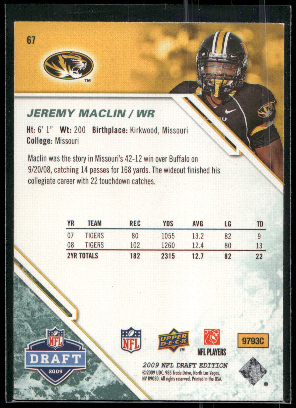 2009 Upper Deck Draft Edition #67 Jeremy Maclin