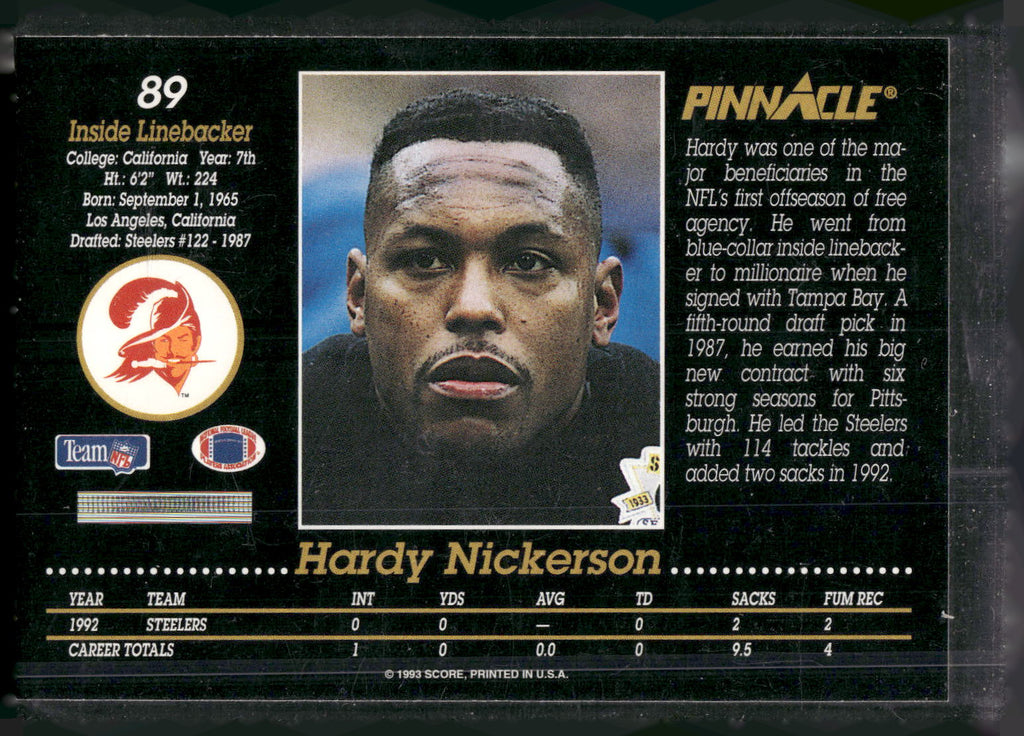 1993 Pinnacle #89 Hardy Nickerson