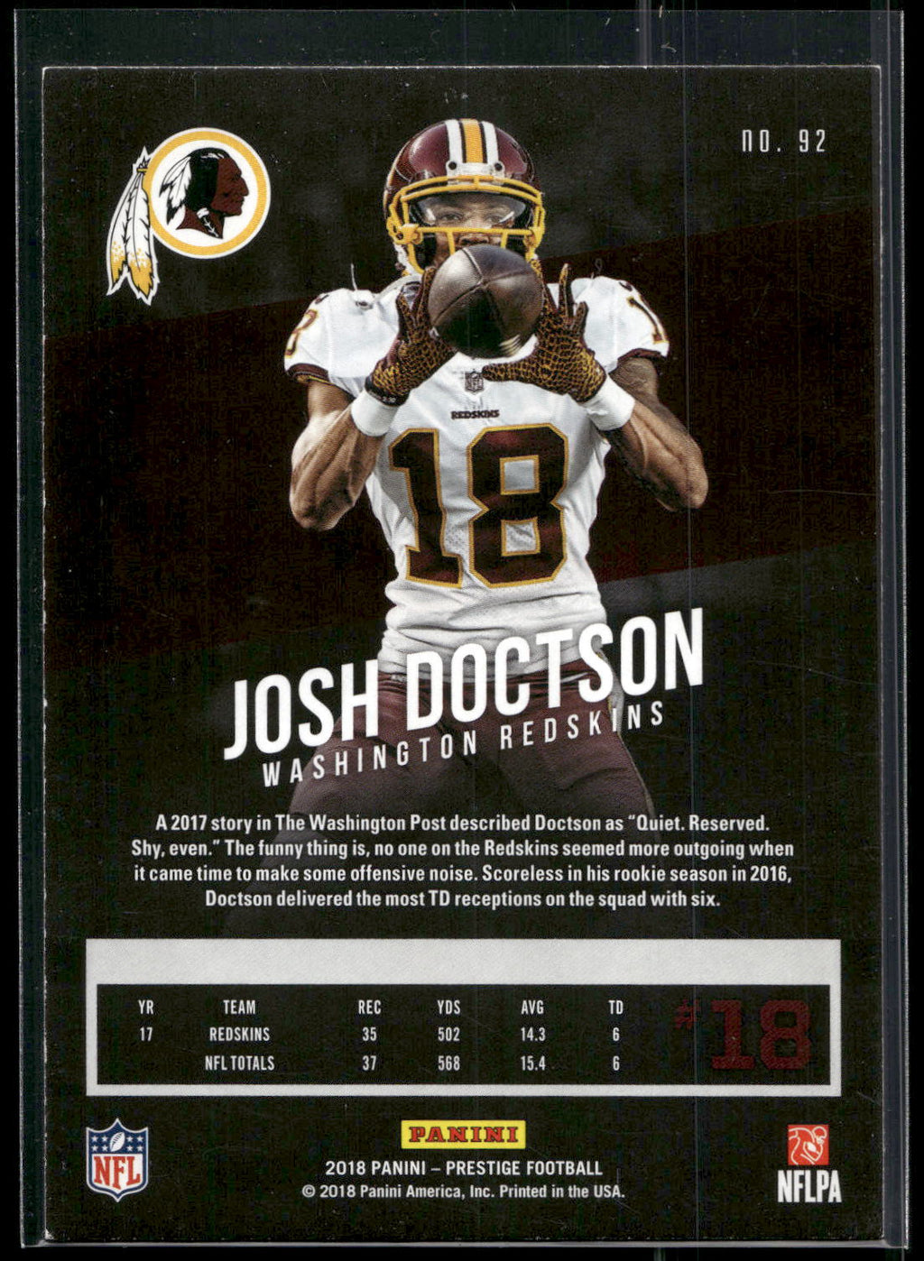 2018 Panini Prestige #92 Josh Doctson