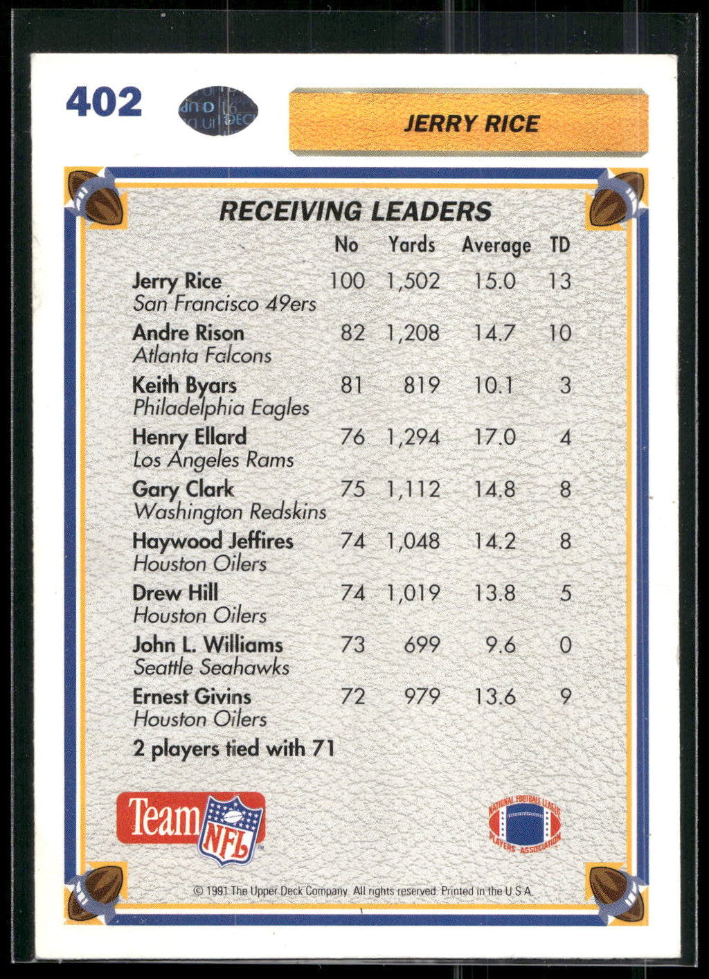 1991 Upper Deck #402 Jerry Rice