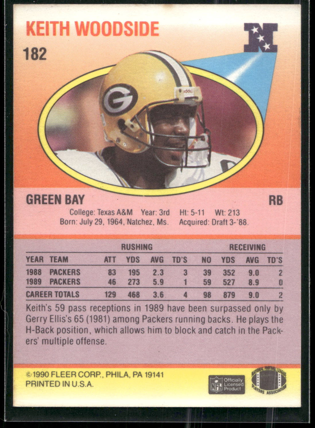 1990 Fleer #182 Keith Woodside