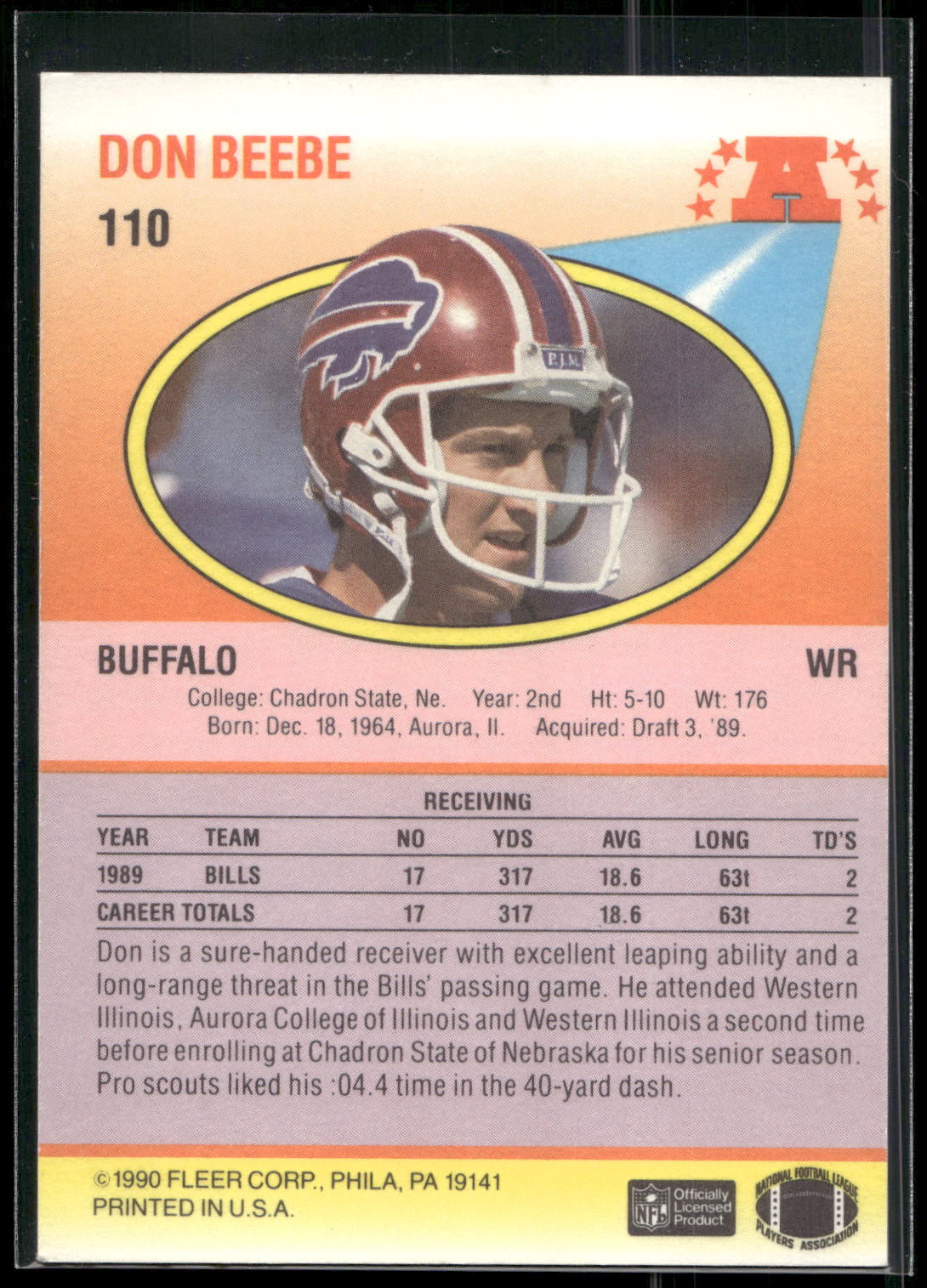 1990 Fleer #110b Don Beebe