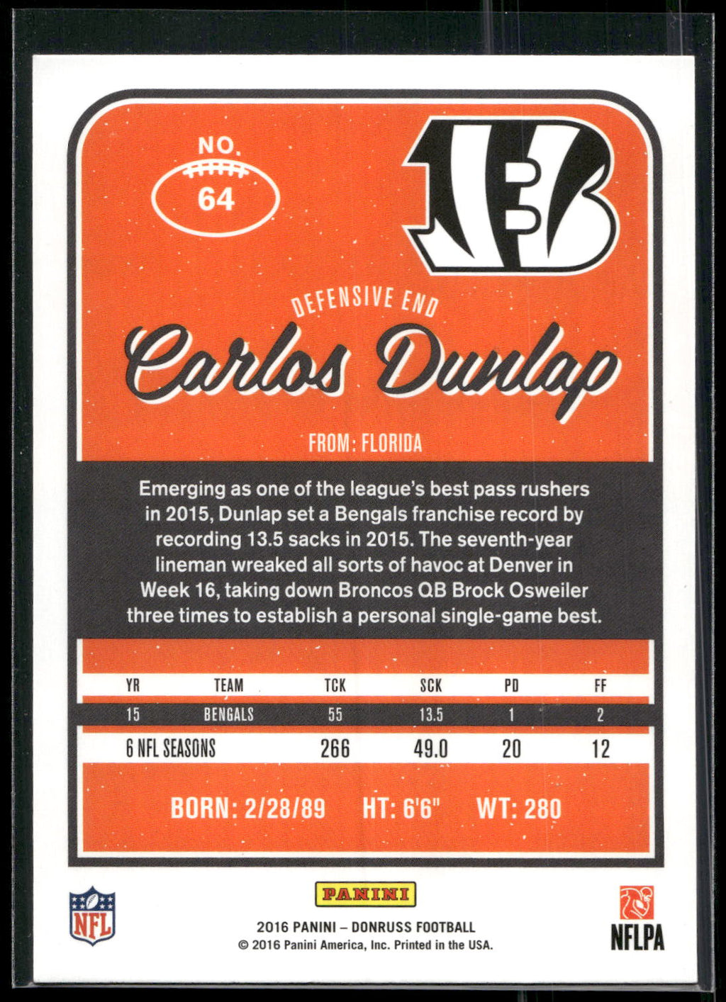2016 Donruss #64 Carlos Dunlap