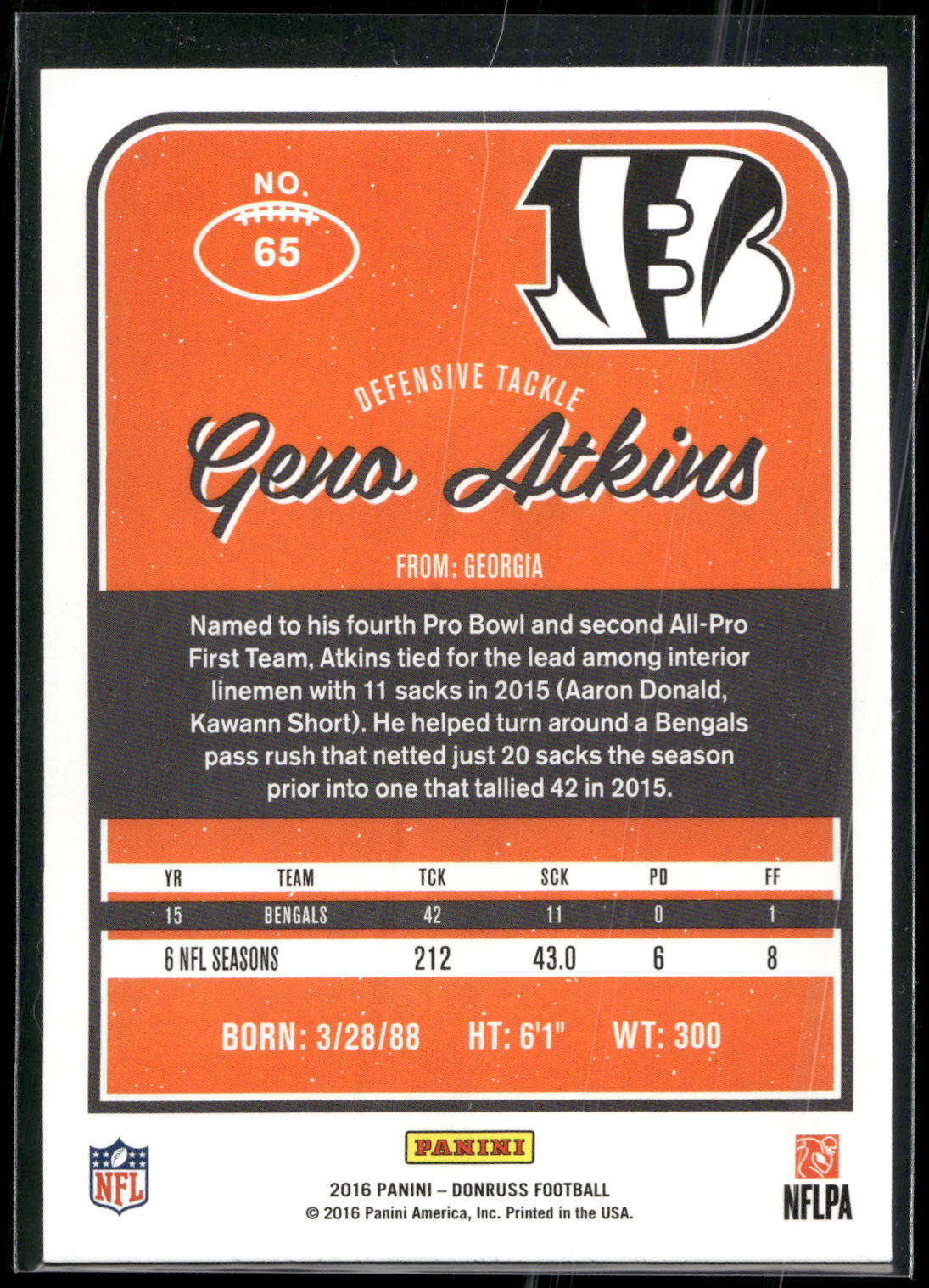 2016 Donruss #65 Geno Atkins