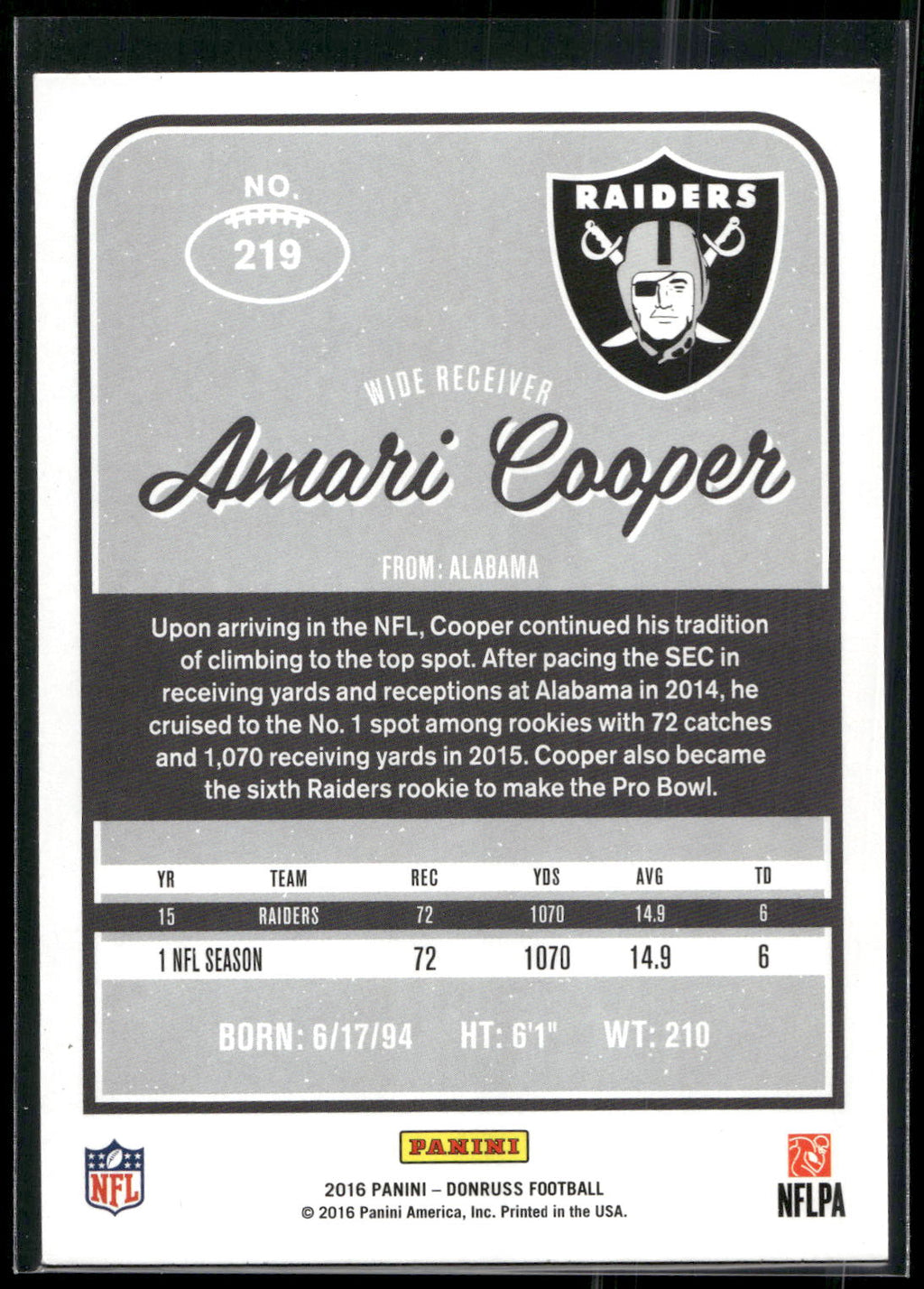 2016 Donruss #219 Amari Cooper