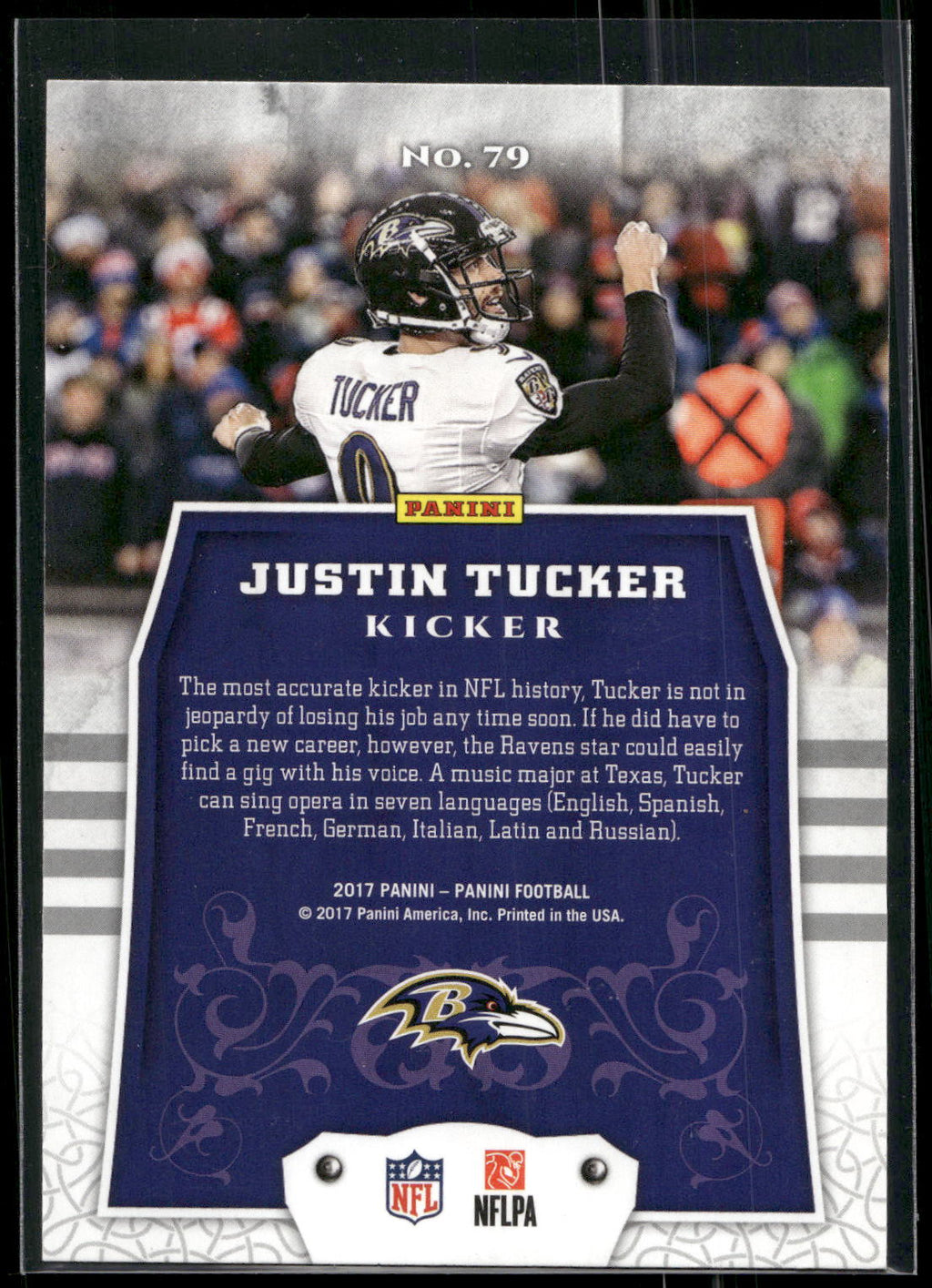 2017 Panini #79 Justin Tucker