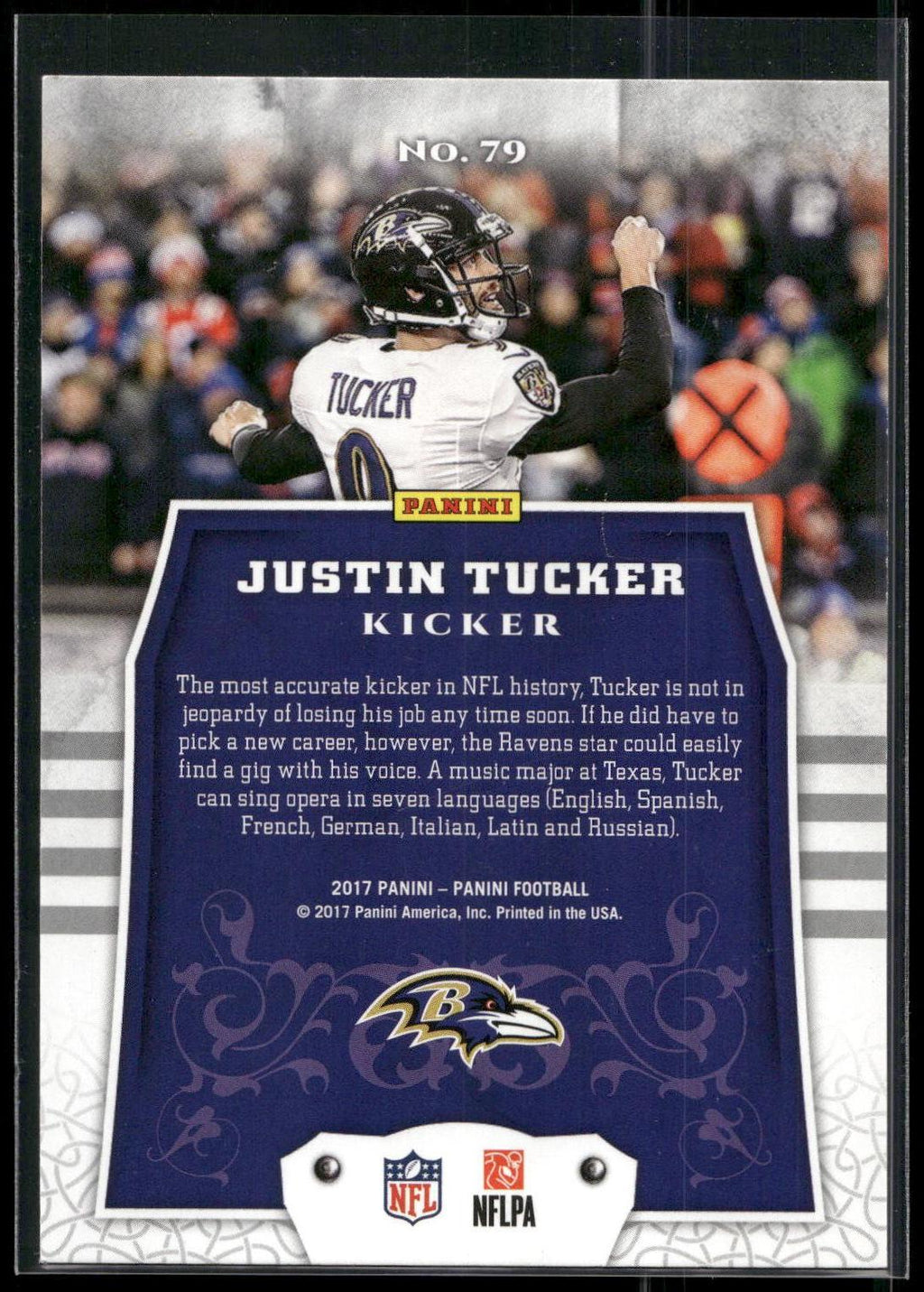 2017 Panini #79 Justin Tucker