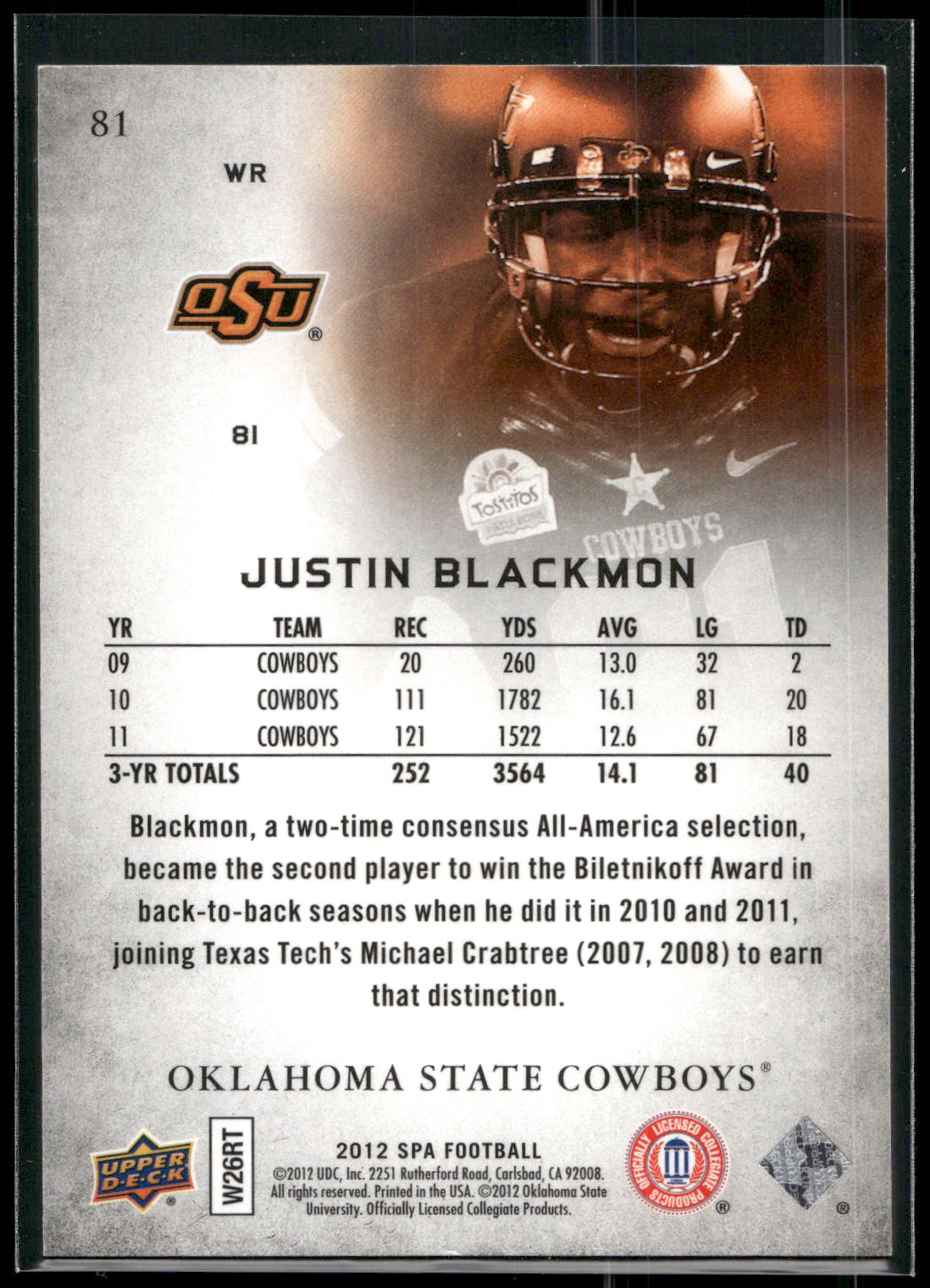 2012 SP Authentic #81 Justin Blackmon