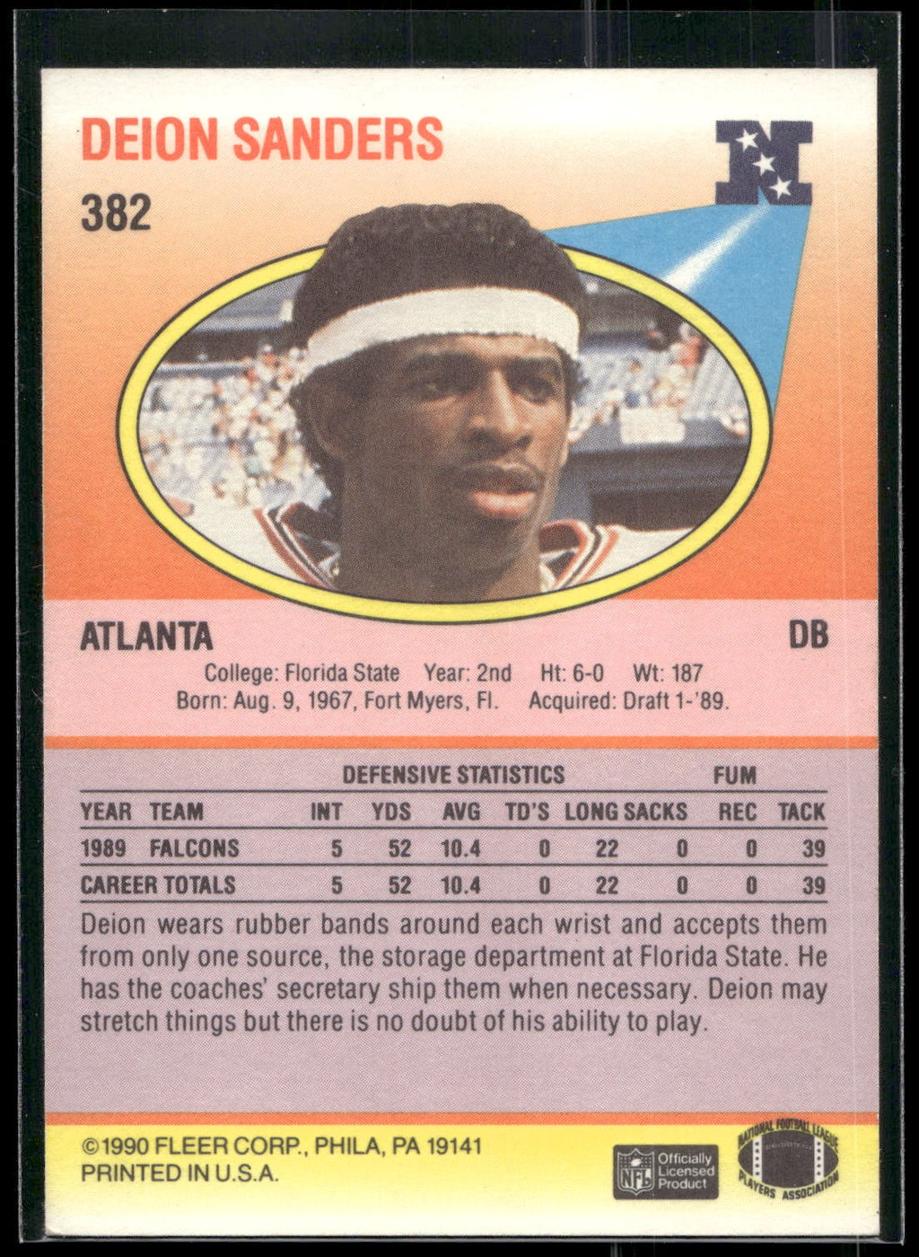 1990 Fleer #382 Deion Sanders