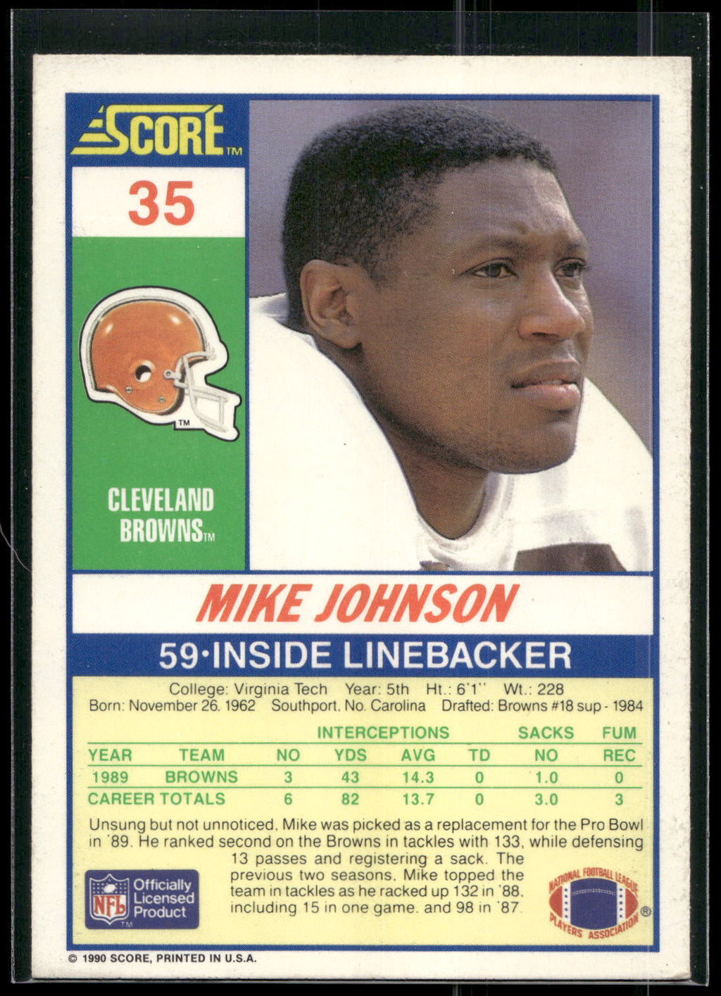 1990 Score #35 Mike Johnson