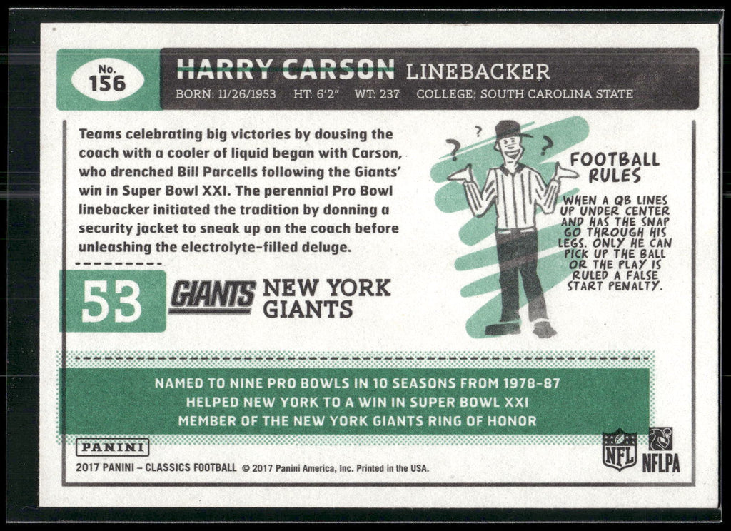 2017 Panini Classics #156 Harry Carson