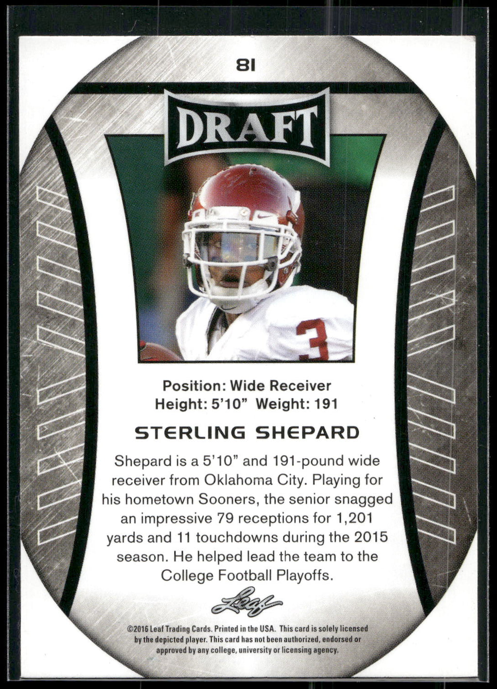 2016 Leaf Draft #81 Sterling Shepard Gold
