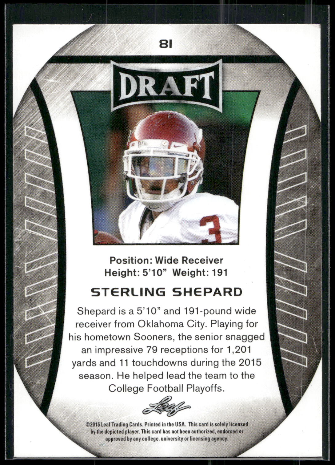 2016 Leaf Draft #81 Sterling Shepard Gold