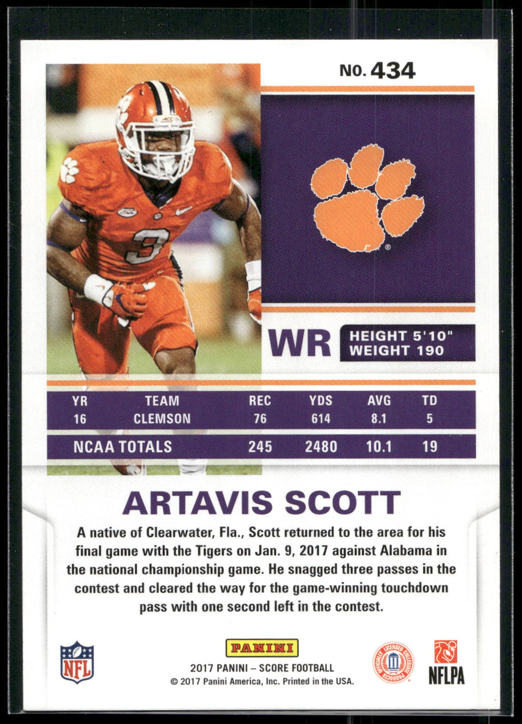 2017 Score #434 Artavis Scott